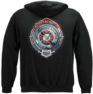 More Picture, Fire Honor Service Sacrifice Chrome Badge Premium Long Sleeves