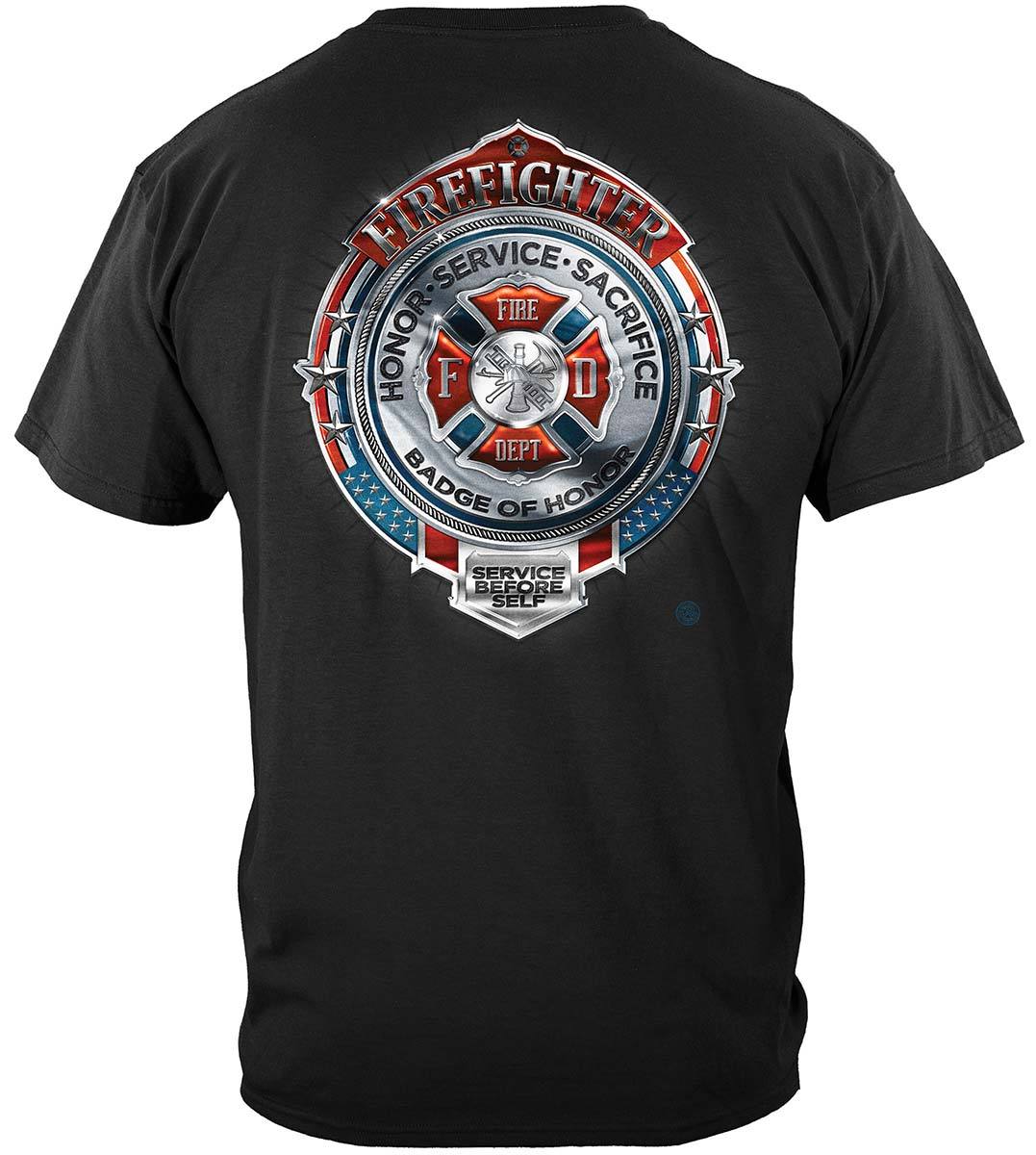 Fire Honor Service Sacrifice Chrome Badge Premium Long Sleeves