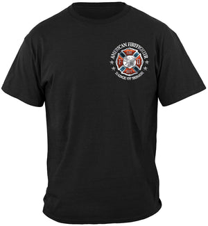 More Picture, Fire Honor Service Sacrifice Chrome Badge Premium T-Shirt