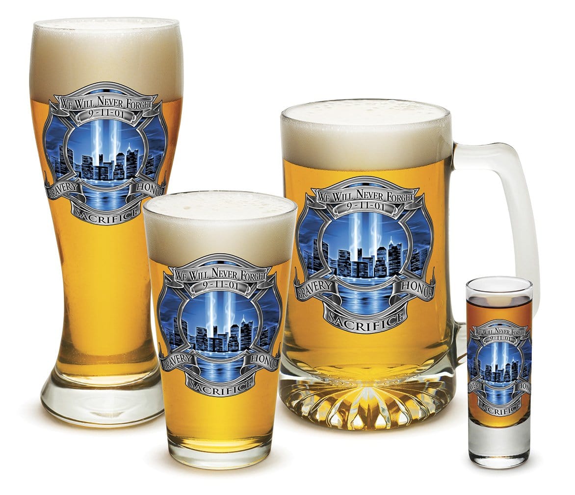 911 Firefighter Blue Skies 4 Piece Glass Gift Set