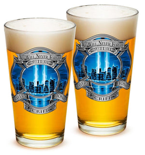 More Picture, 911 Firefighter Blue Skies 16oz Pint Glass Glass Set