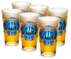 More Picture, 911 Firefighter Blue Skies 16oz Pint Glass Glass Set