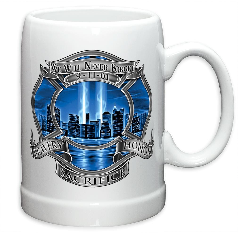 911 Firefighter Blue Skies Stoneware White Coffee Mug Gift Set