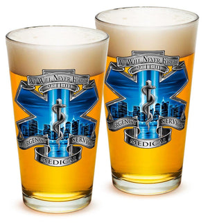 More Picture, 911 EMS Blue Skies we will never forget 16oz Pint Glass Glass Set