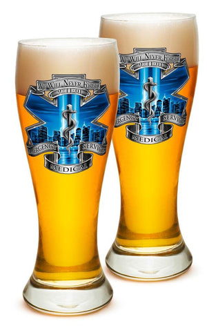 More Picture, 911 EMS Blue Skies we will never forget 23oz Pilsner Glass Glass Set