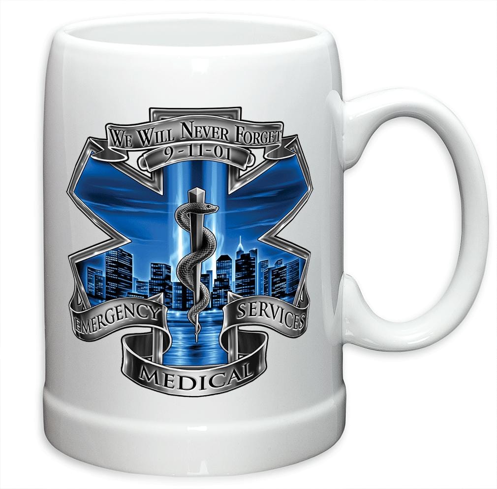911 EMS EMT Blue Skies Stoneware White Coffee Mug Gift Set