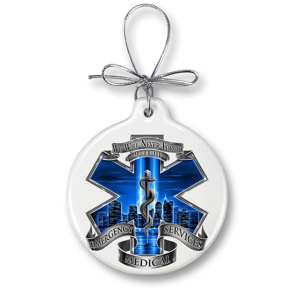 EMS 911 Blue Skies We Will Never Forget Christmas Tree Ornaments