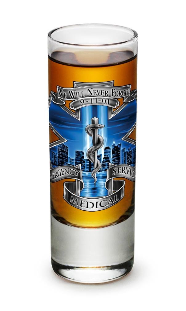911 EMS Blue Skies 2oz Shooter Shot Glass Glass Set