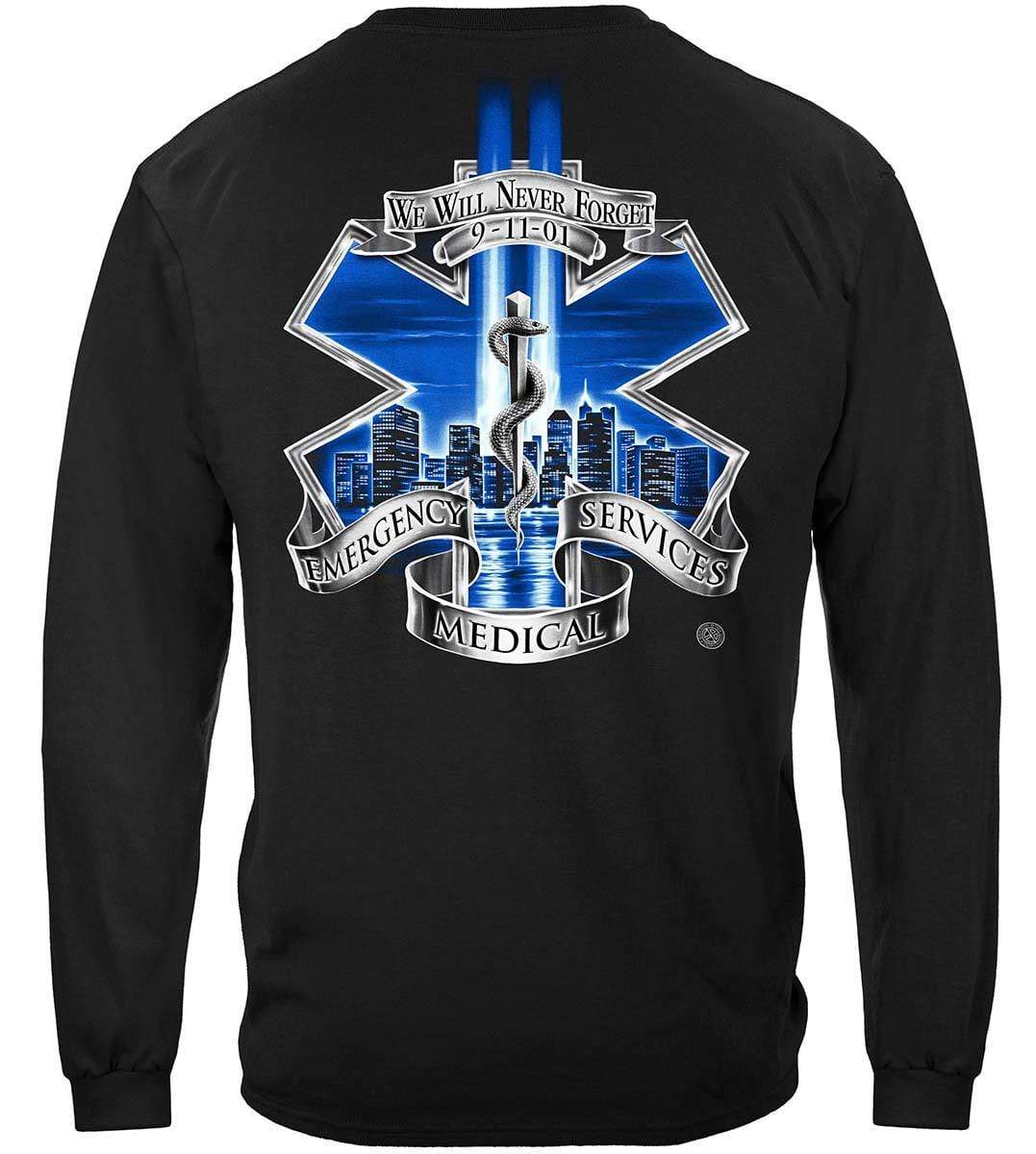 911 EMS Blue Skies We Will Never Forget Premium Hooded Sweat Shirt
