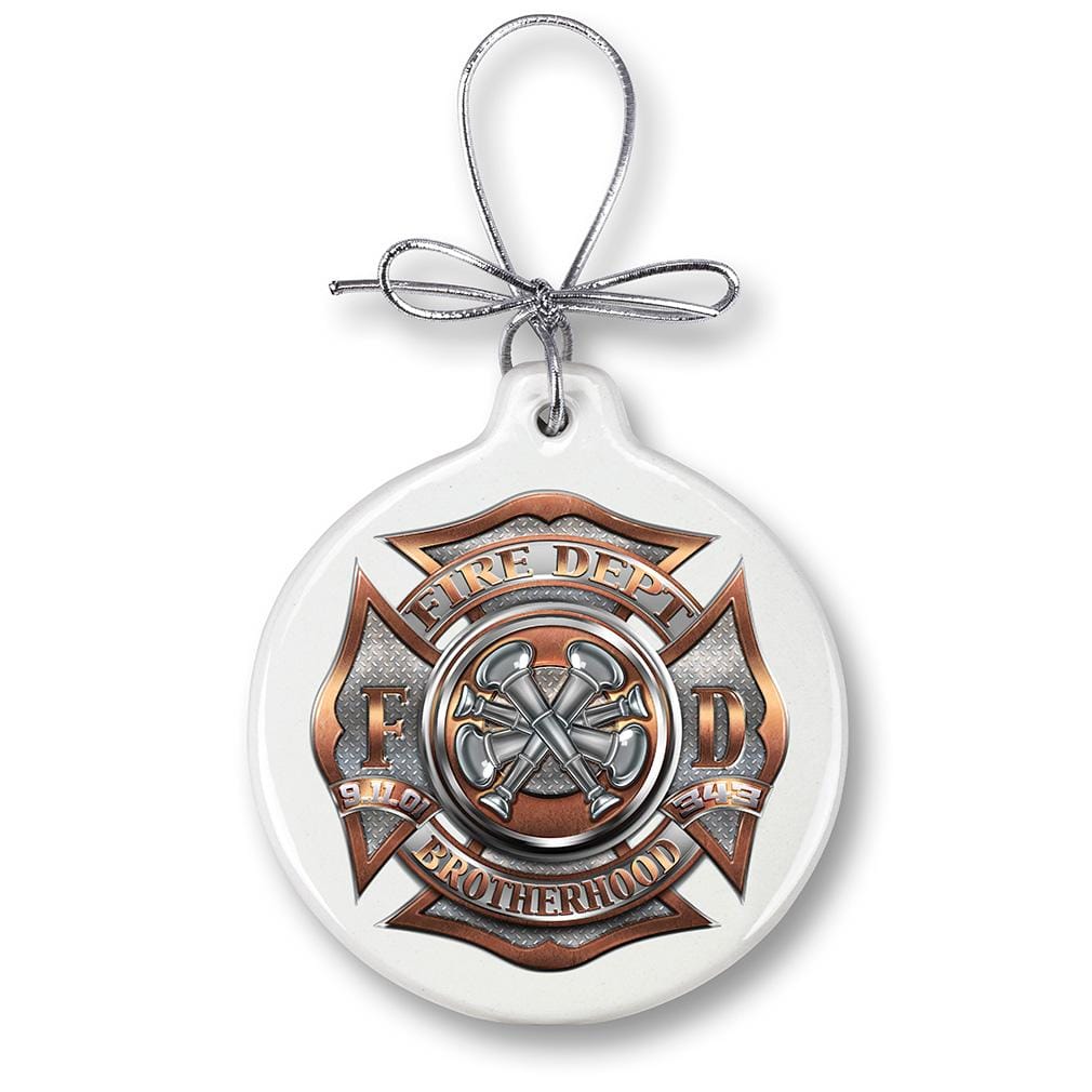 4 Bugle Ranking Firefighter Christmas Tree Ornaments