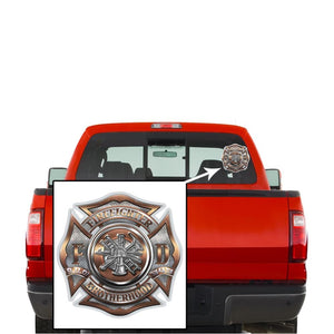 More Picture, Fire Dept polished brass diamond plate Premium Reflective Decal