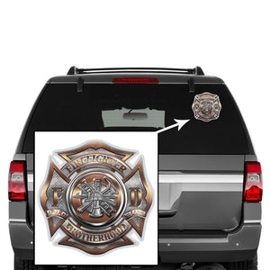 More Picture, Fire Dept polished brass diamond plate Premium Reflective Decal