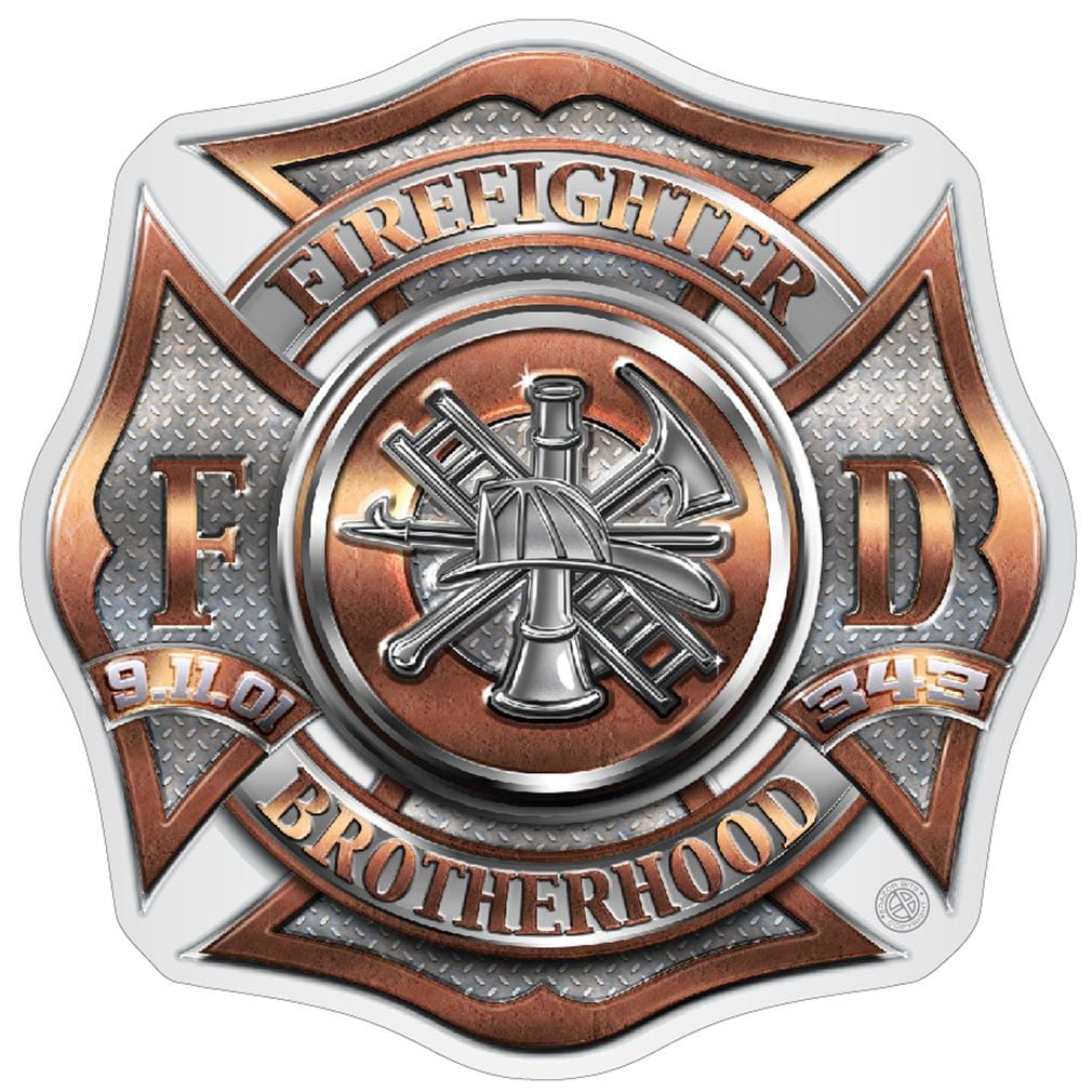 FIRE DEPT  polished brass diamond plate Premium Reflective Decal