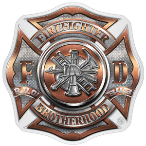 More Picture, Fire Dept polished brass diamond plate Premium Reflective Decal