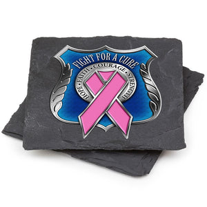 More Picture, Law Enforcement Police Race for a Cure Black Slate 4IN x 4IN Coasters Gift Set