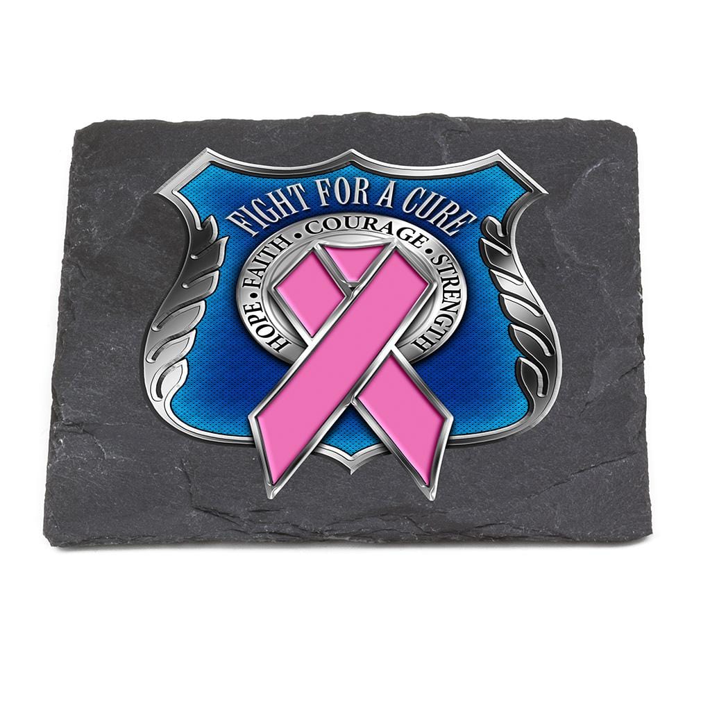 Law Enforcement Police Race for a Cure Black Slate 4IN x 4IN Coasters Gift Set