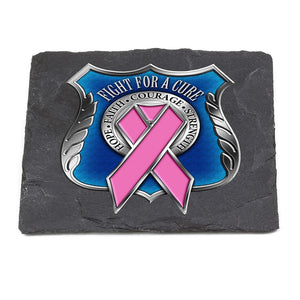 More Picture, Law Enforcement Police Race for a Cure Black Slate 4IN x 4IN Coasters Gift Set