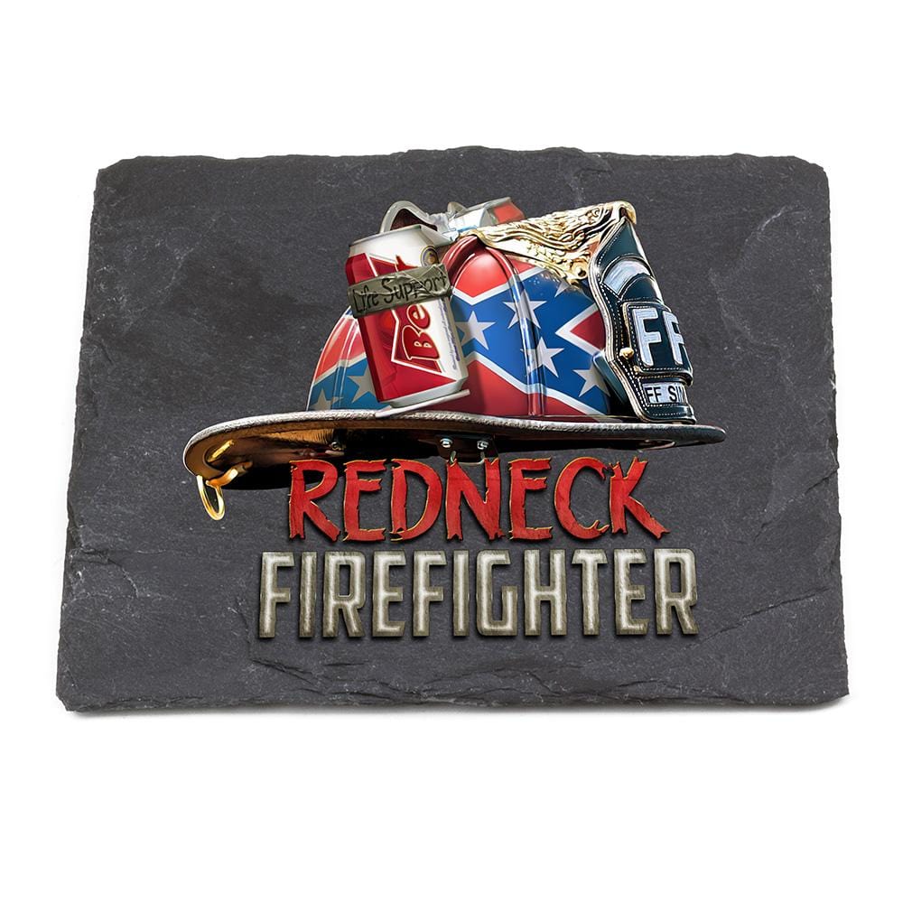 Redneck Firefighter Black Slate 4IN x 4IN Coasters Gift Set