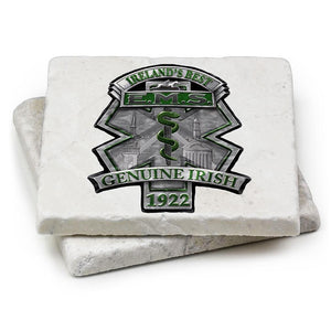 More Picture, EMS EMT Ireland  Iriah Best Ivory Tumbled Marble 4IN x 4IN Coasters Gift Set