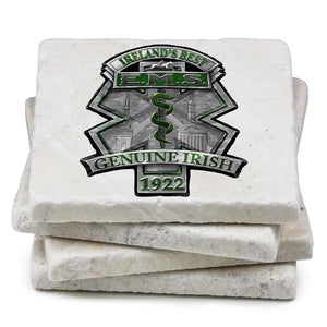 More Picture, EMS EMT Ireland  Iriah Best Ivory Tumbled Marble 4IN x 4IN Coasters Gift Set