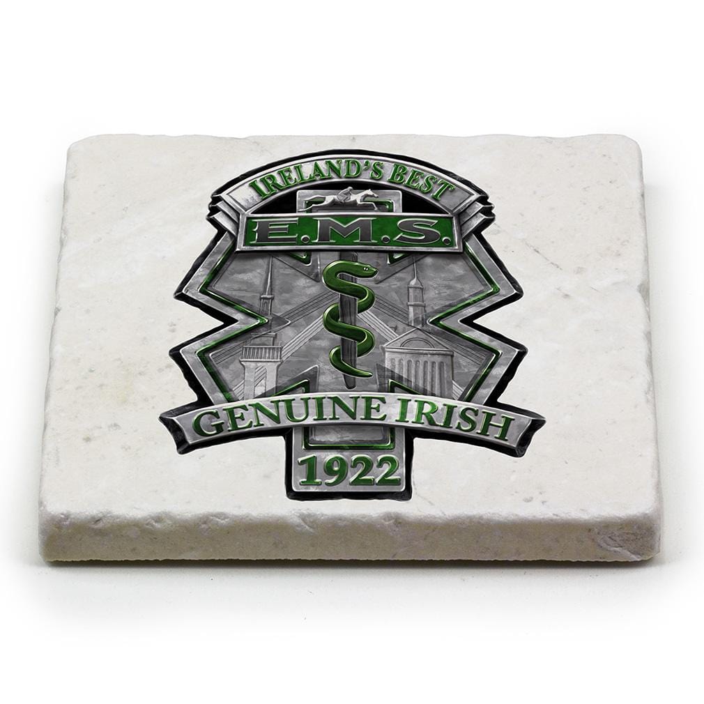 EMS EMT Ireland Best Ivory Tumbled Marble 4IN x 4IN Coasters Gift Set