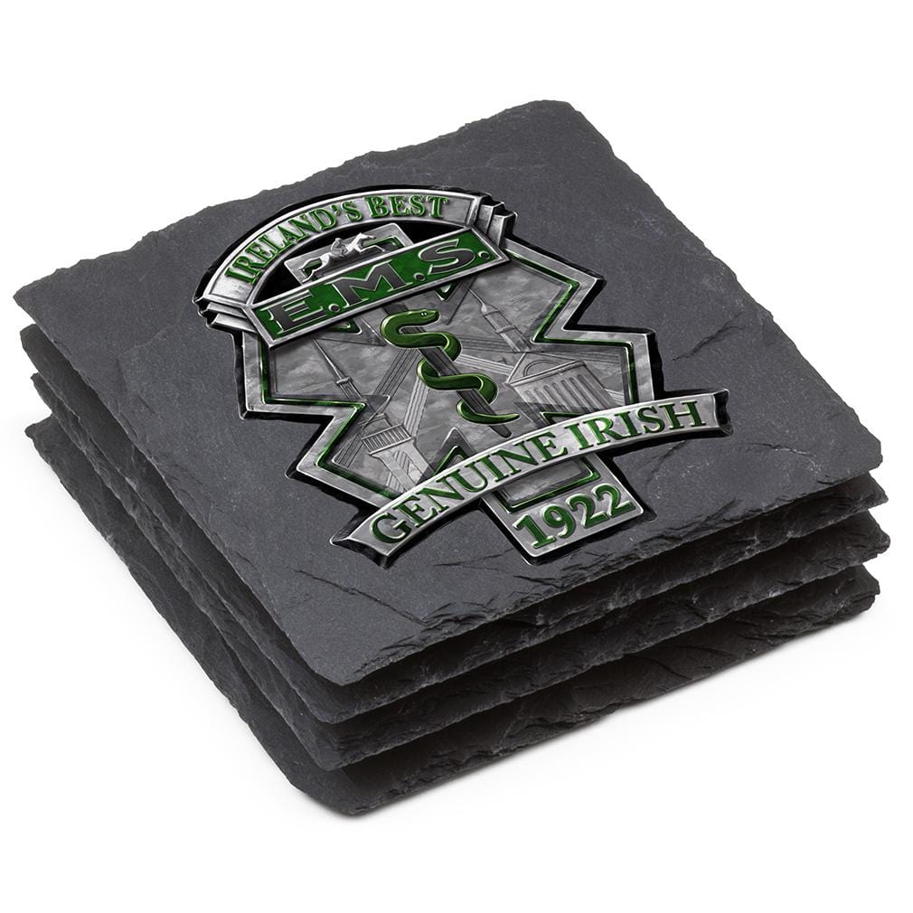 EMS EMT Ireland Best Black Slate 4IN x 4IN Coasters Gift Set