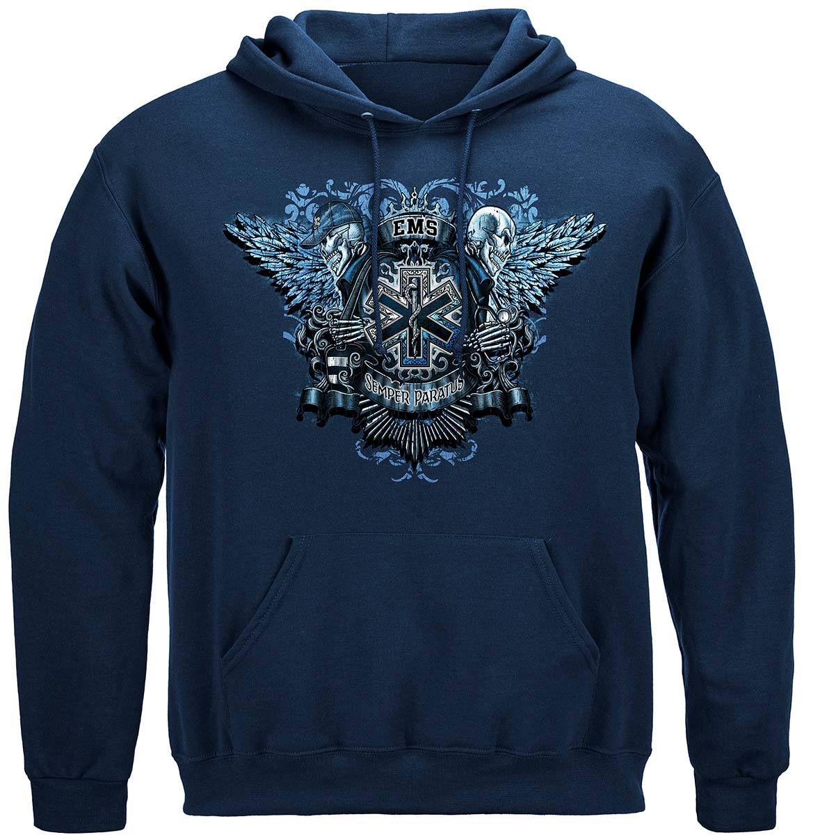 EMS Skull Wings Full Premium Hooded Sweat Shirt