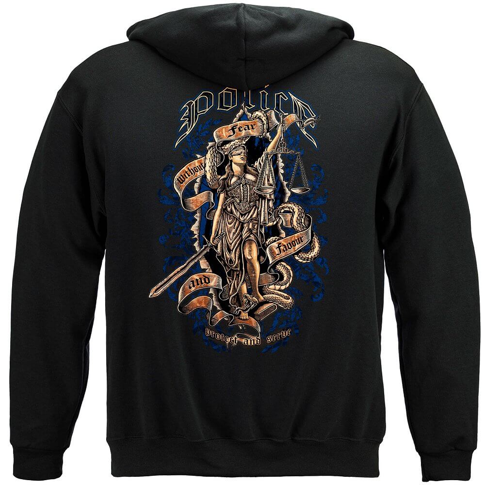 Police Full Front Scale of Justice Premium Hooded Sweat Shirt
