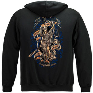 More Picture, Police Full Front Scale of Justice Premium Hooded Sweat Shirt