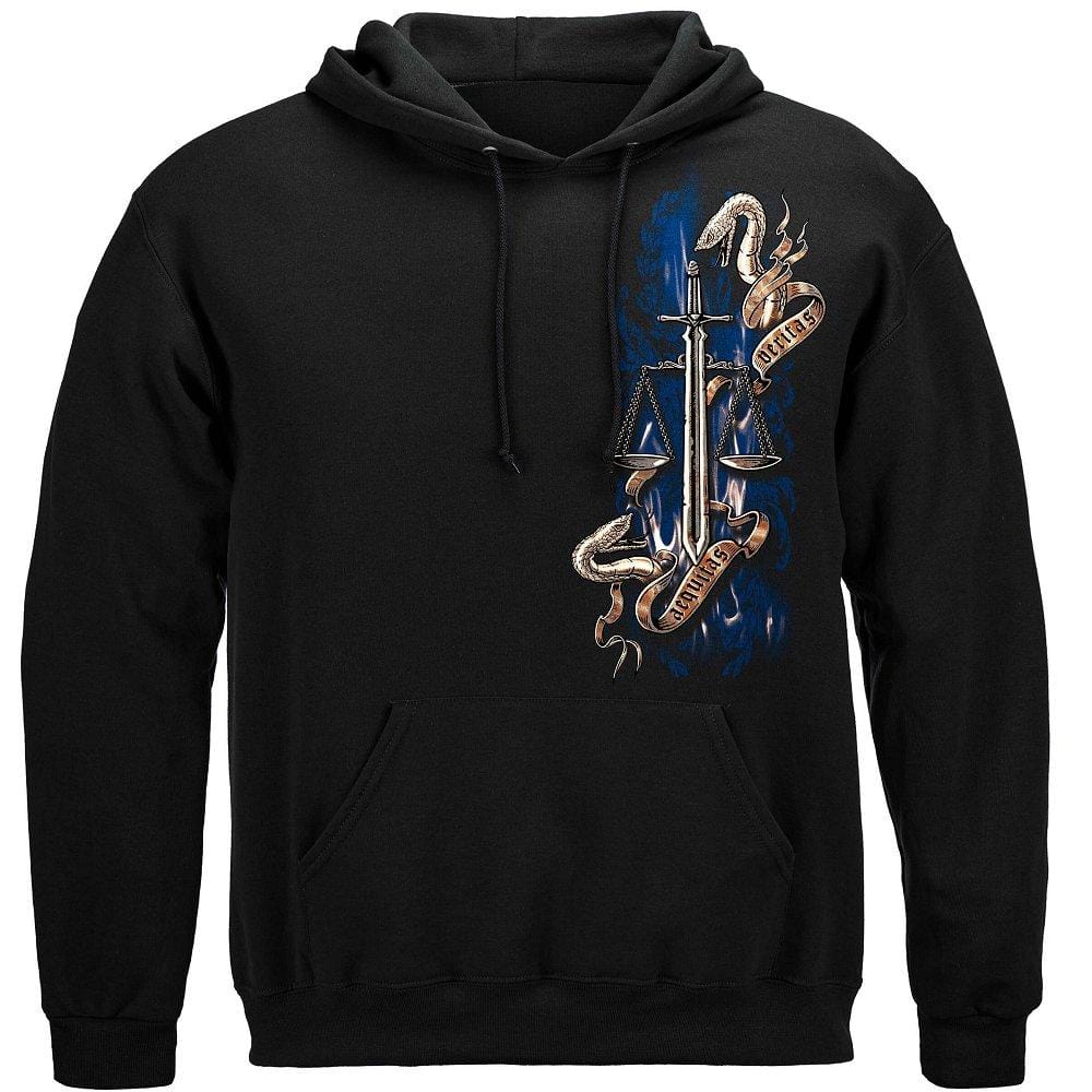 Police Full Front Scale of Justice Premium Hooded Sweat Shirt
