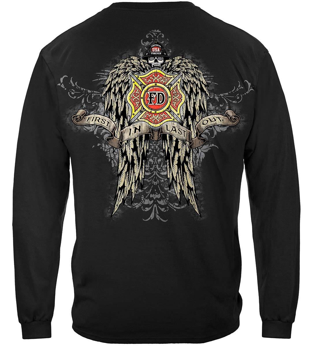 Firefighter Skull Wings Full Premium T-Shirt
