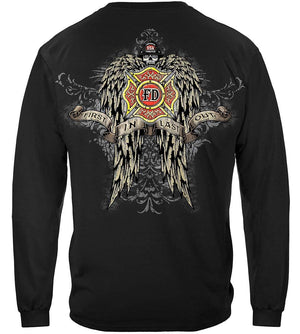 More Picture, Firefighter Skull Wings Full Premium T-Shirt