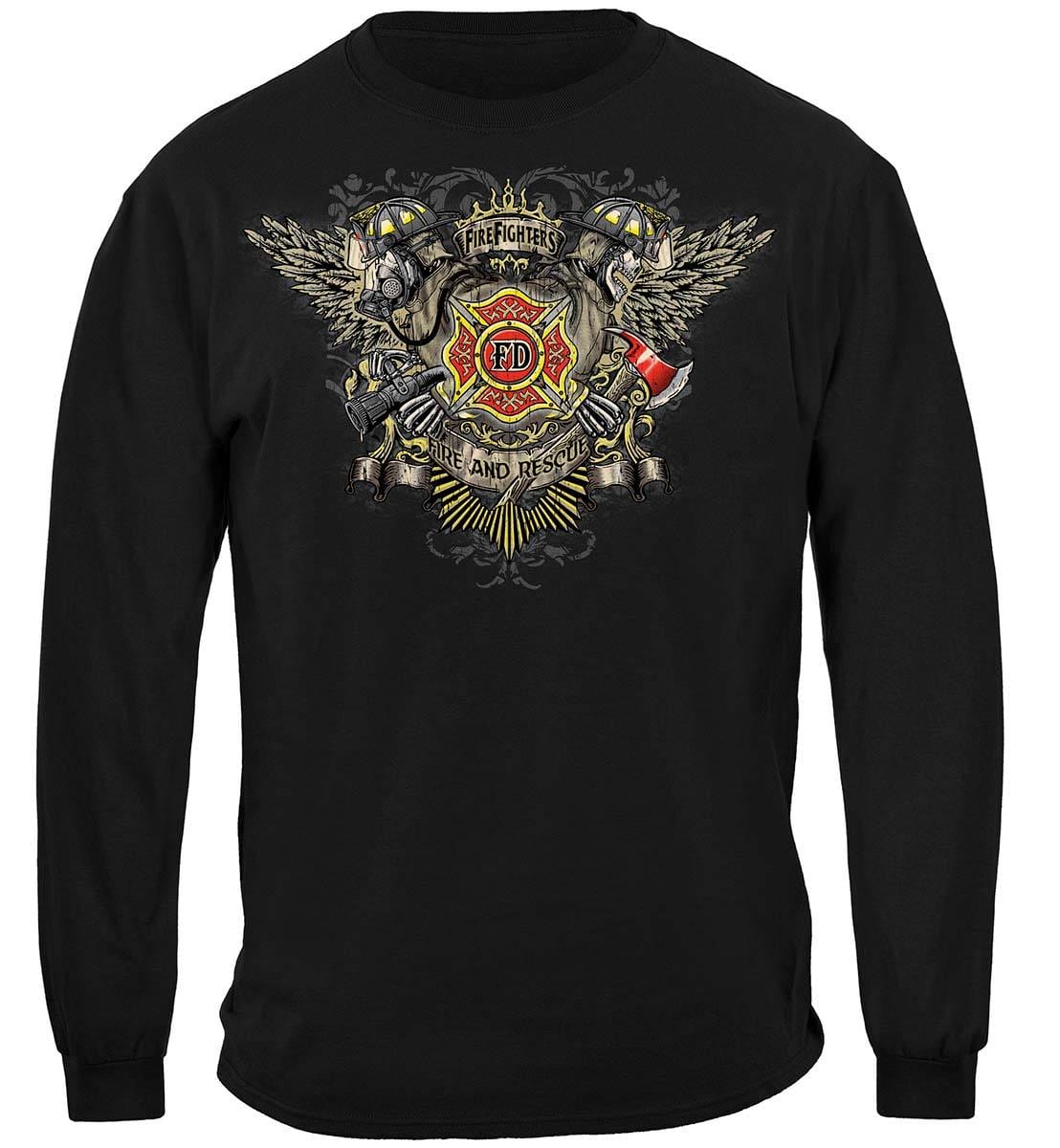 Firefighter Skull Wings Full Premium T-Shirt