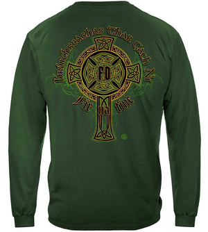 More Picture, Irish Firefighter Gold Cross Premium Hooded Sweat Shirt