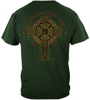 More Picture, Irish Firefighter Gold Cross Premium T-Shirt