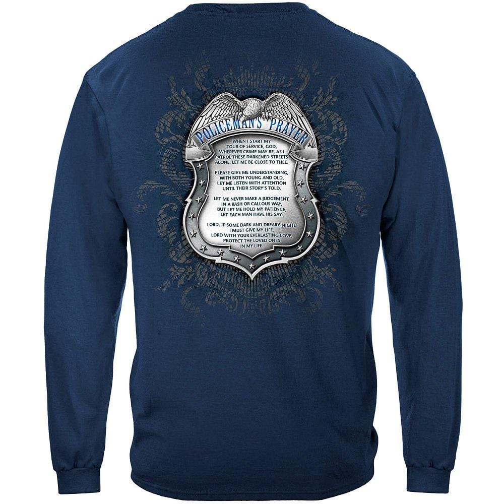 Policeman's Chrome Badge With Policeman's Prayer Premium Long Sleeves