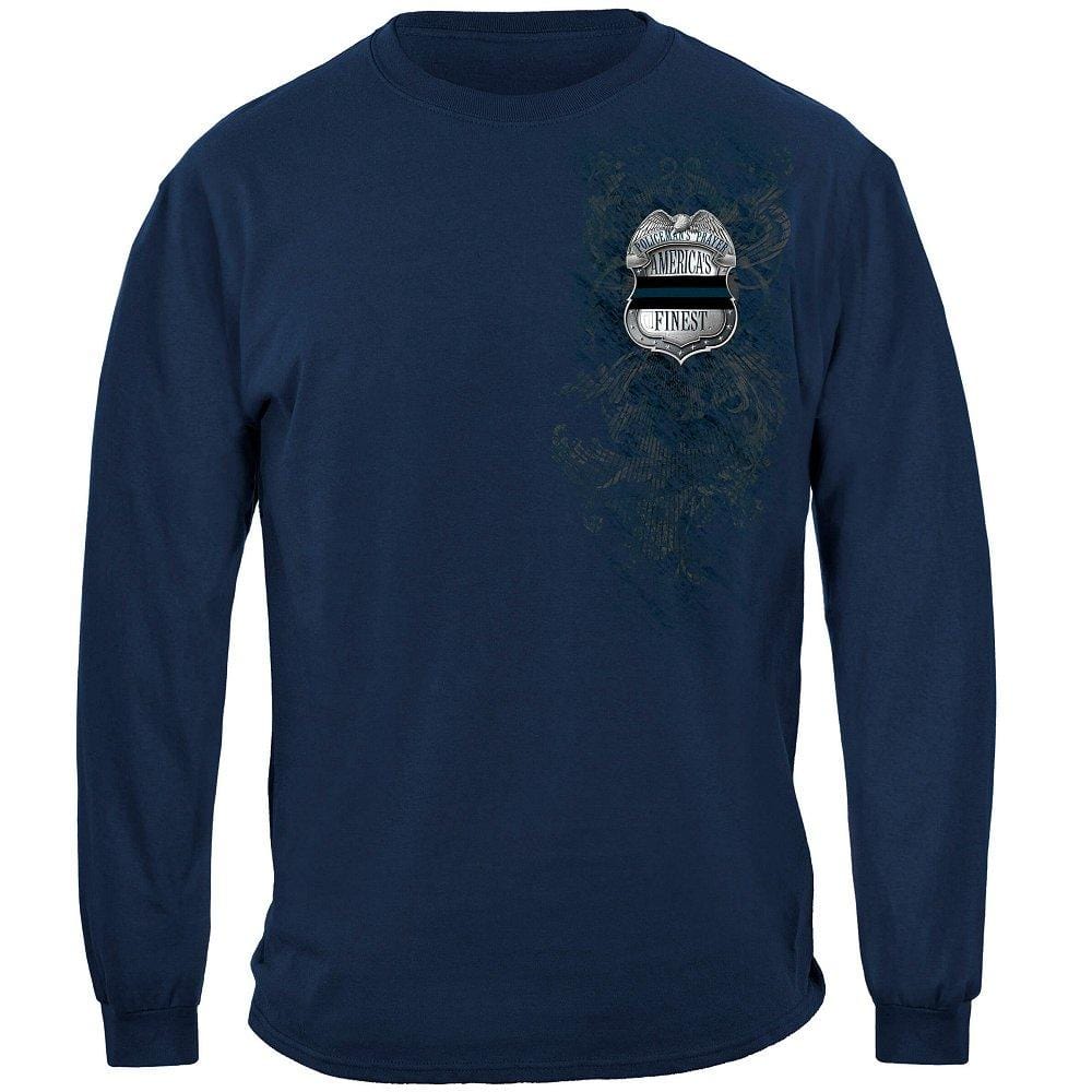 Policeman&#39;s Chrome Badge With Policeman&#39;s Prayer Premium Long Sleeves