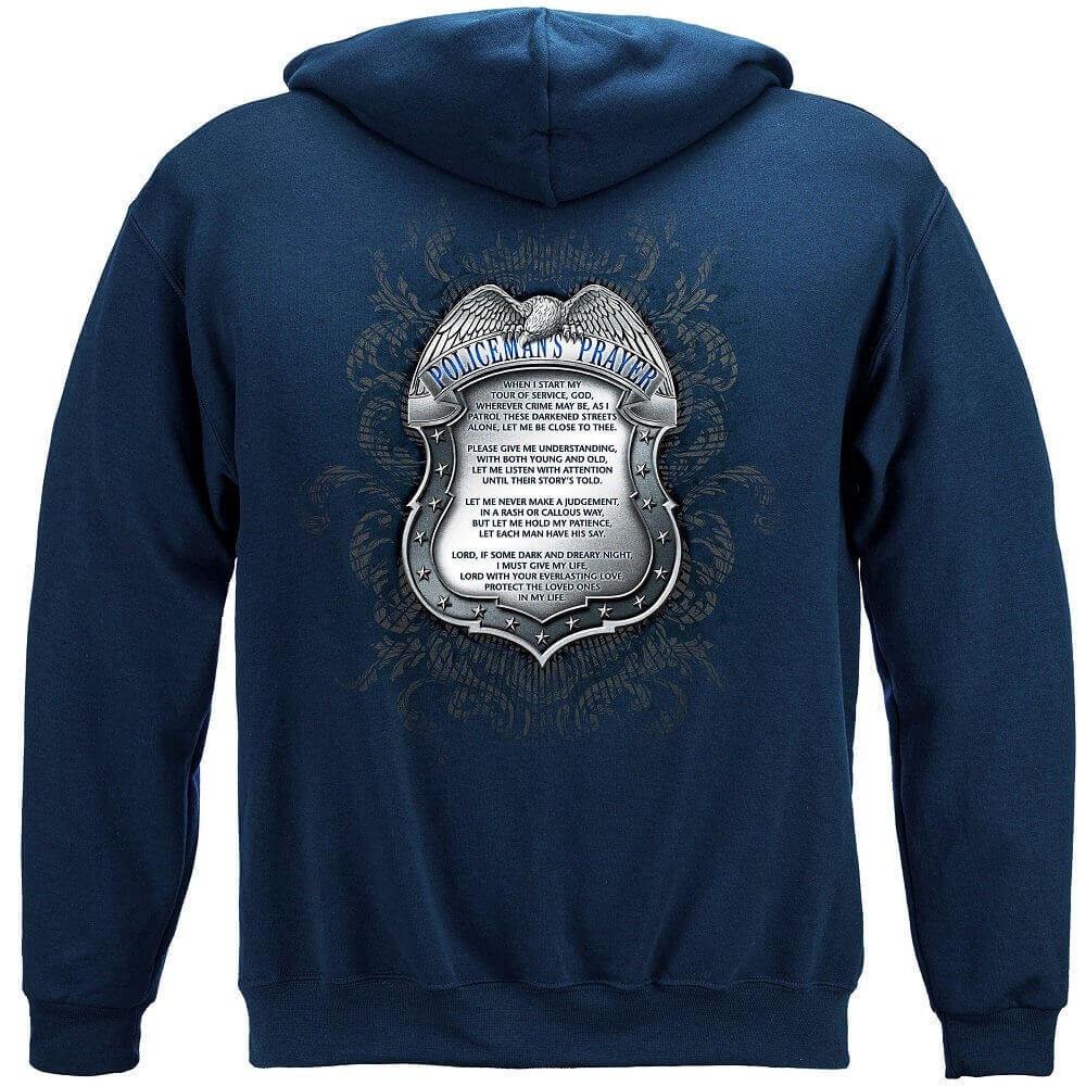 Policeman&#39;s Chrome Badge With Policeman&#39;s Prayer Premium Long Sleeves