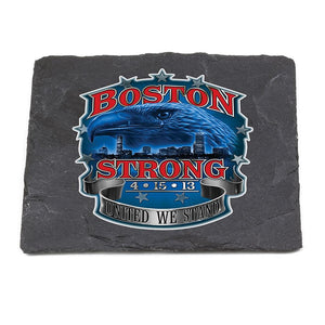 More Picture, Patriotic Boston Strong Black Slate 4IN x 4IN Coaster Gift Set