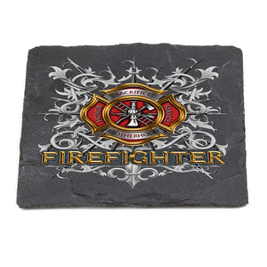 More Picture, Firefighter Pikes Black Slate 4IN x 4IN Coasters Gift Set