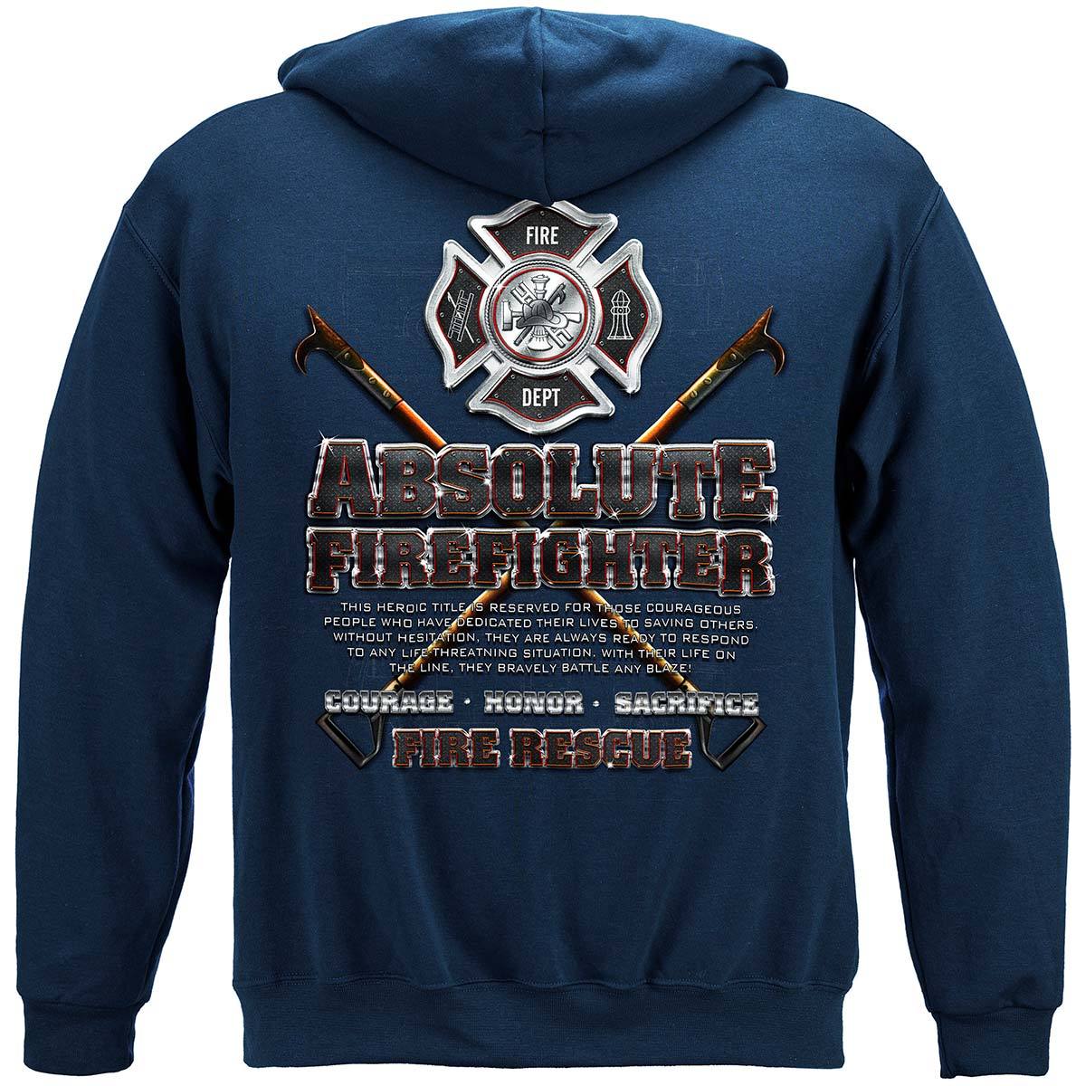 Absolute Firefighter Blue Print Premium Hooded Sweat Shirt