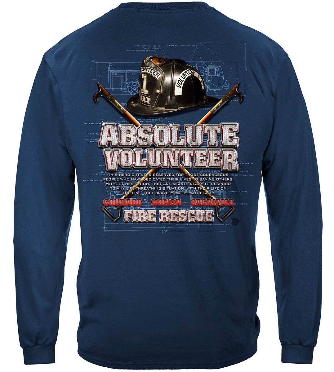 Absolute Volunteer Firefighter Blue Print Premium Hooded Sweat Shirt