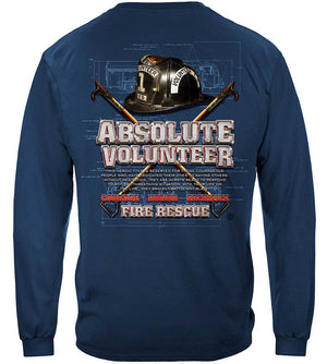 More Picture, Absolute Volunteer Firefighter Blue Print Premium Hooded Sweat Shirt