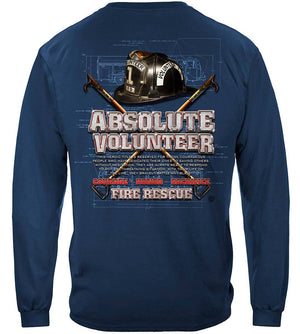 More Picture, Absolute Volunteer Firefighter Blue Print Premium T-Shirt