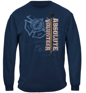 More Picture, Absolute Volunteer Firefighter Blue Print Premium T-Shirt