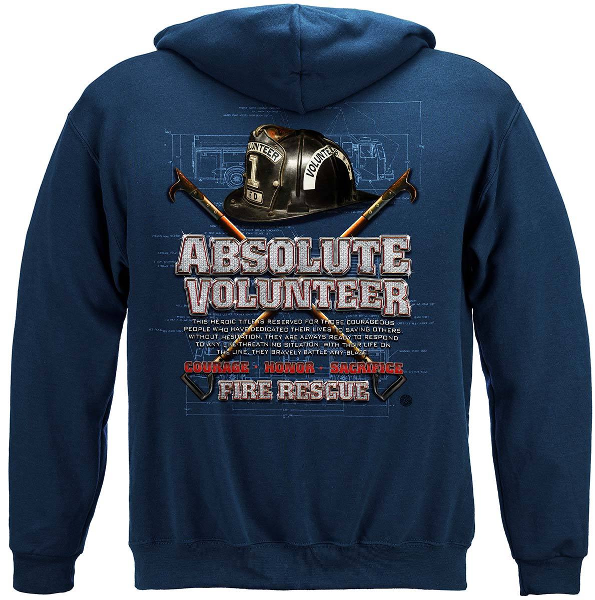 Absolute Volunteer Firefighter Blue Print Premium Hooded Sweat Shirt