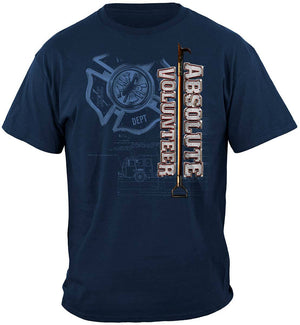 More Picture, Absolute Volunteer Firefighter Blue Print Premium T-Shirt