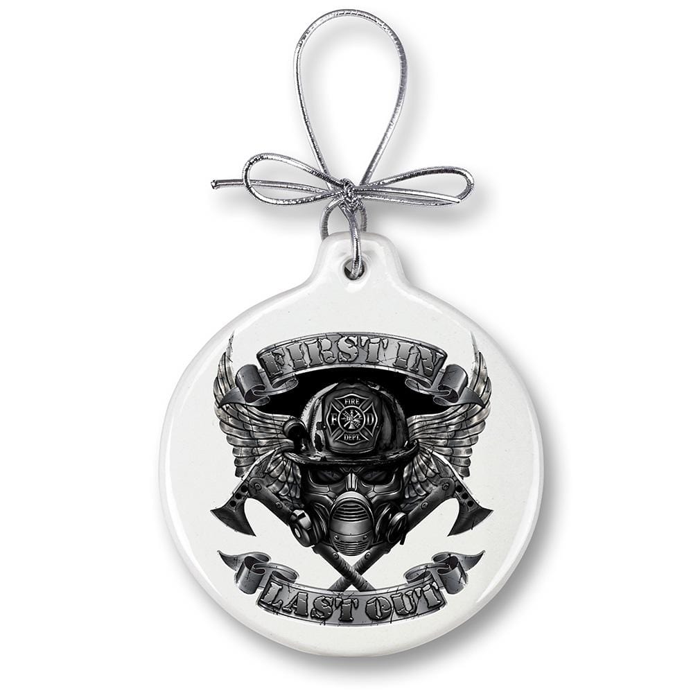 Firefighter Steel Fire Wings Christmas Tree Ornaments