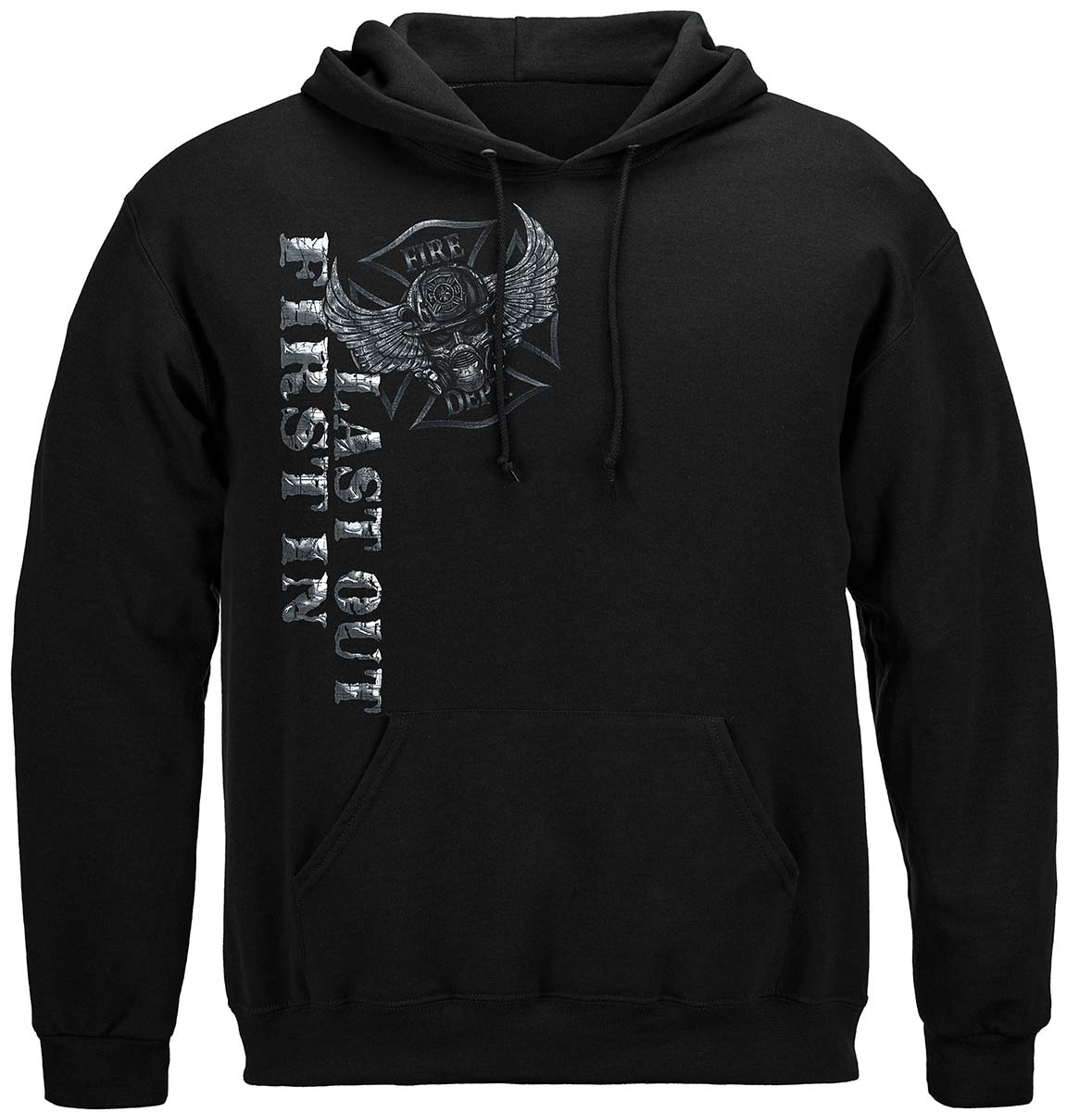 Steel Fire Wings With Foil Stamp Premium Hooded Sweat Shirt
