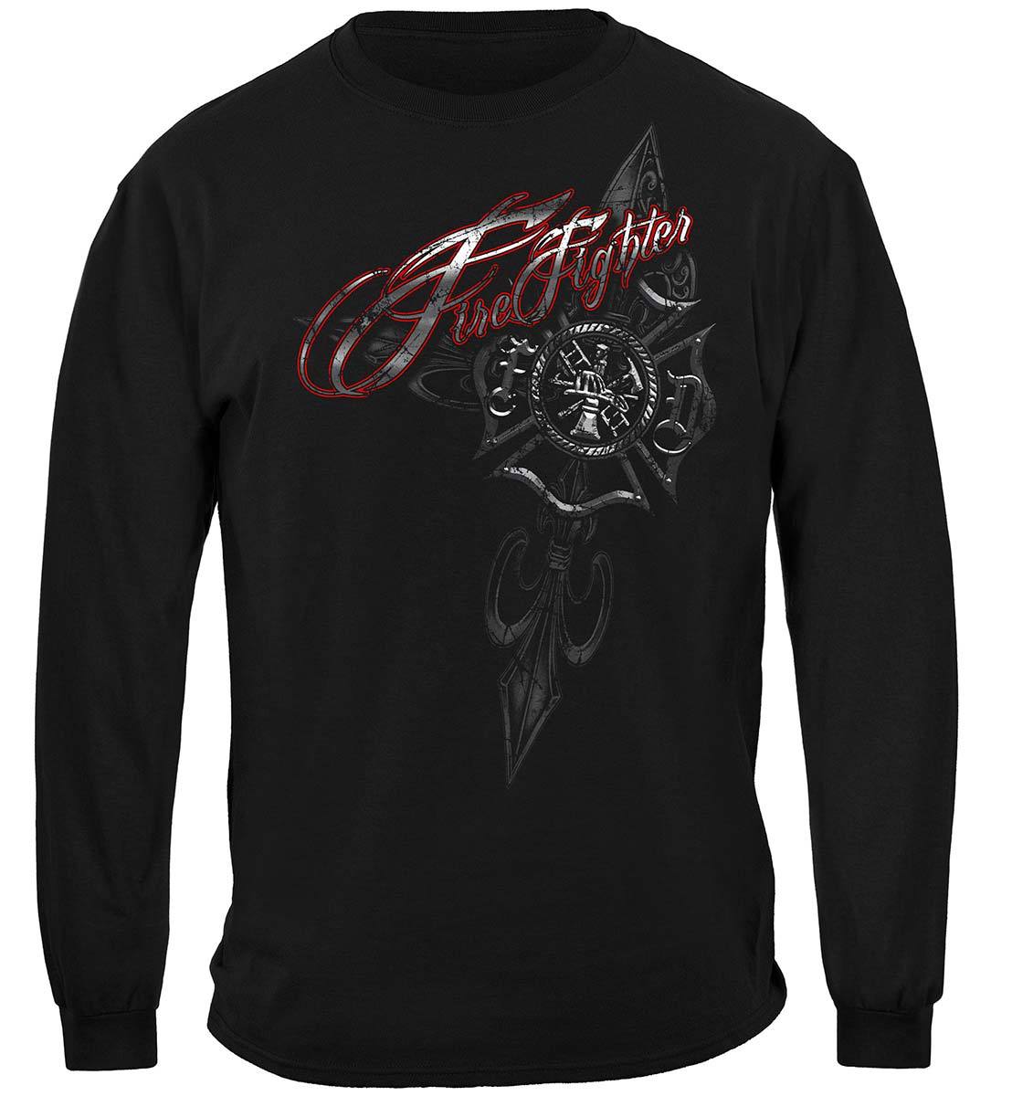 Firefighter Red Script Red Foil Premium Hooded Sweat Shirt